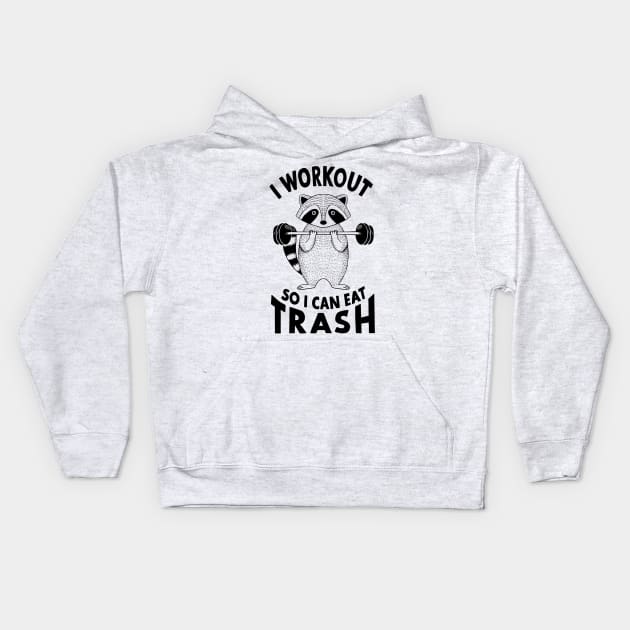 Raccoon eat trash Kids Hoodie by coffeeman